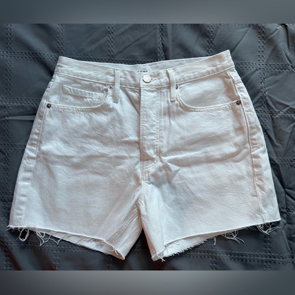 Frame Denim White Jean Shorts Classic Summer Style